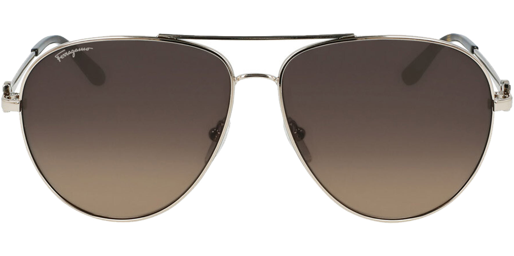 Salvatore Ferragamo Shiny Gold-Tone Aviator w/ Gradient Lens - Eyedictive