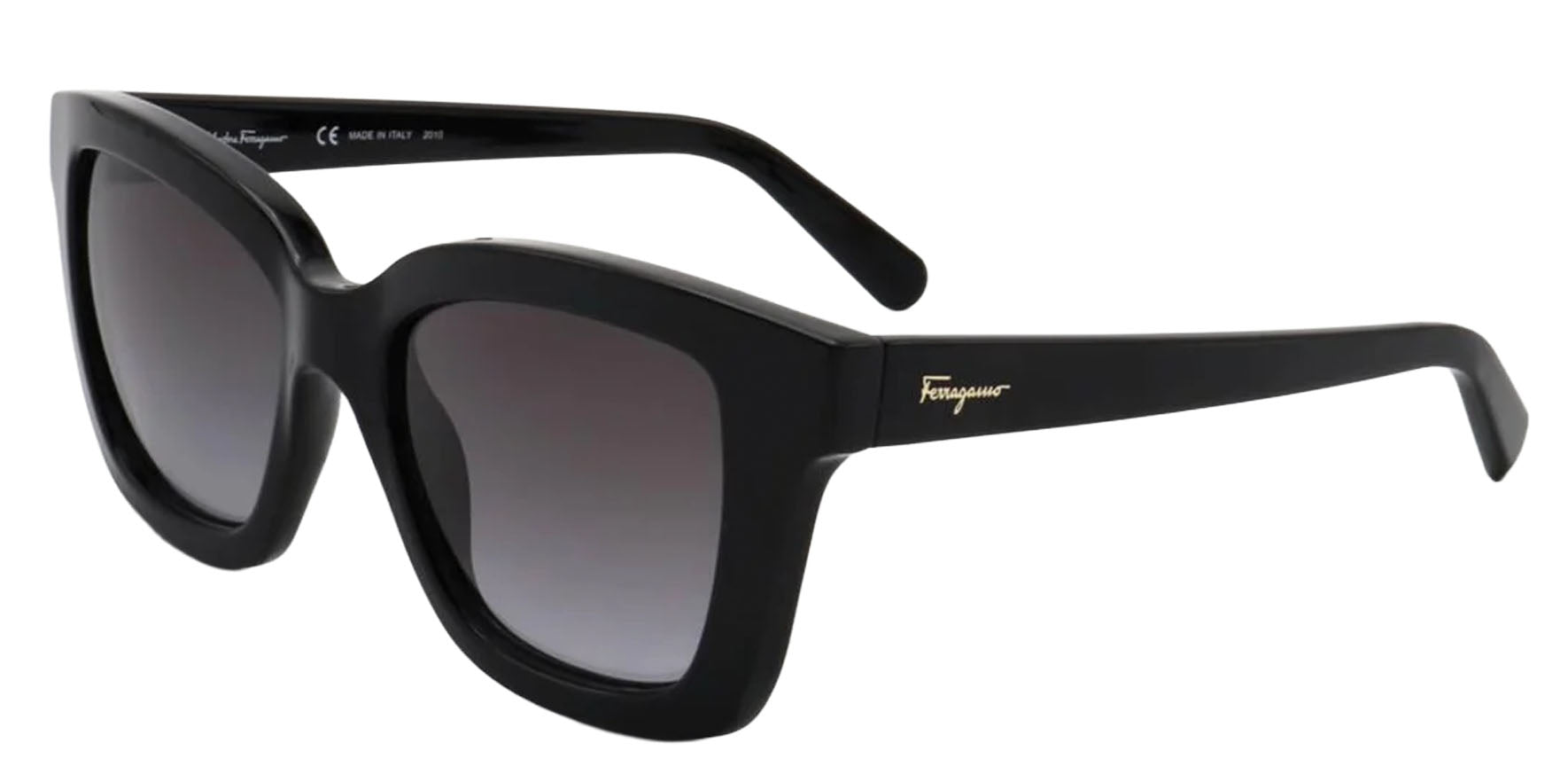 Ferragamo Black Chunky Squared Cat-Eye w/ Gradient Lens