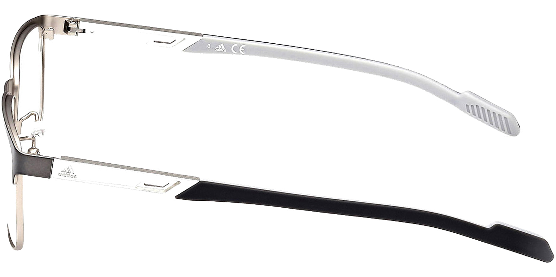 Adidas Shiny Gunmetal Browline Rectangle Eyeglass Frames w/ Spring Flex Hinges