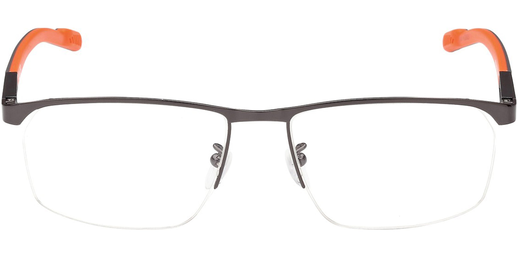 Adidas Shiny Gunmetal Semi-Rimless Rectangle Eyeglass Frames