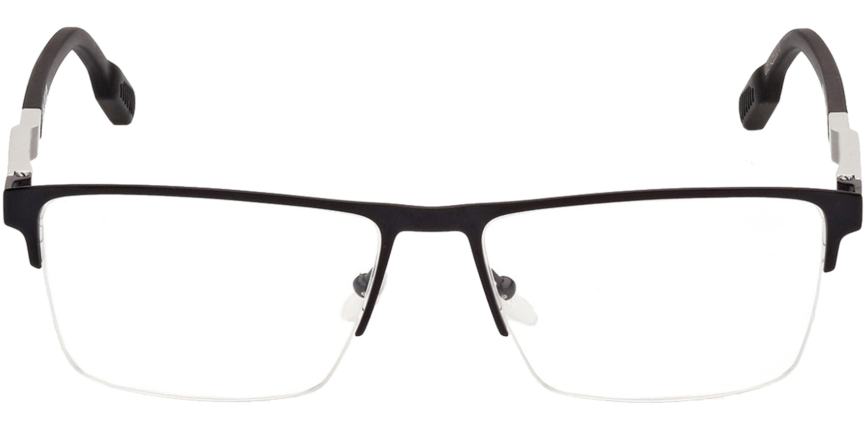 Adidas Shiny Black Semi-Rimless Rectangle Eyeglass Frames