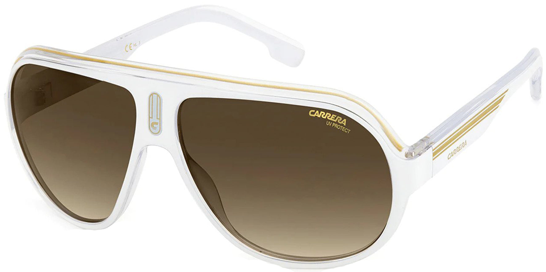 Carrera Speedway N White/Crystal Pilot Sunglasses w/Gradient Lens - Eyedictive