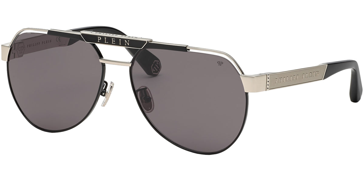 Philipp Plein AVIATOR PLEIN STUD Stainless Steel Sunglasses NWT $770 Philipp Plein - Aviator Silver Plein Seventies Sunglasses  main image 2