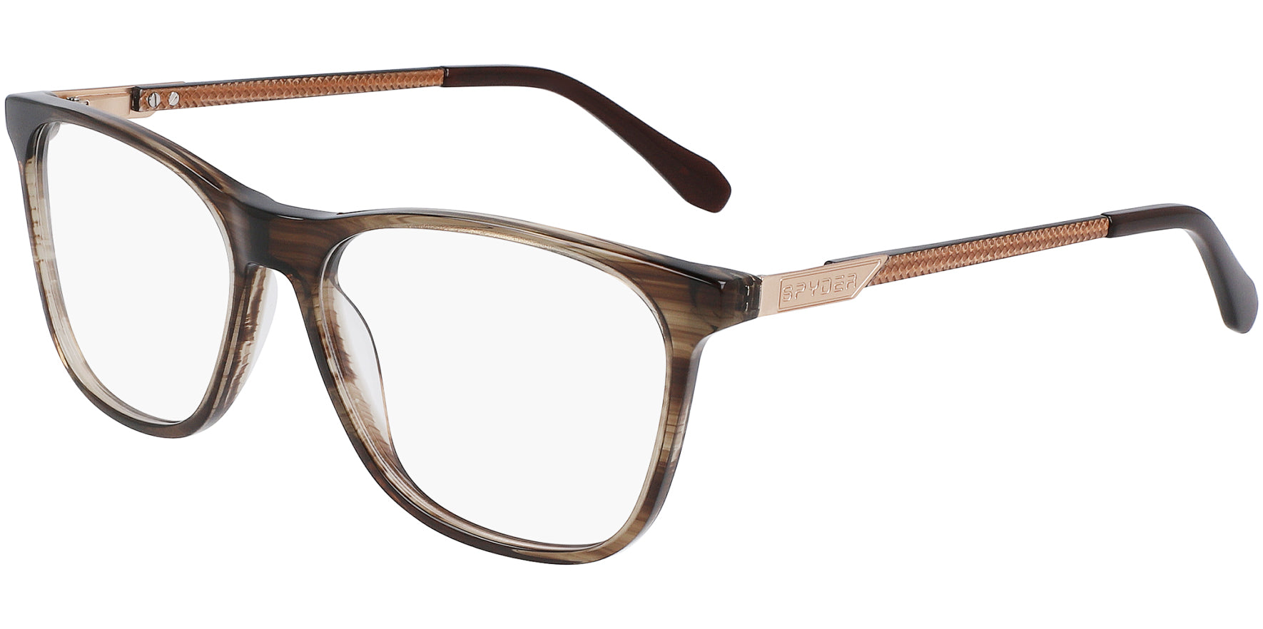 Spyder Brown Horn Soft Square Eyeglass Frames w/ Slim Temples