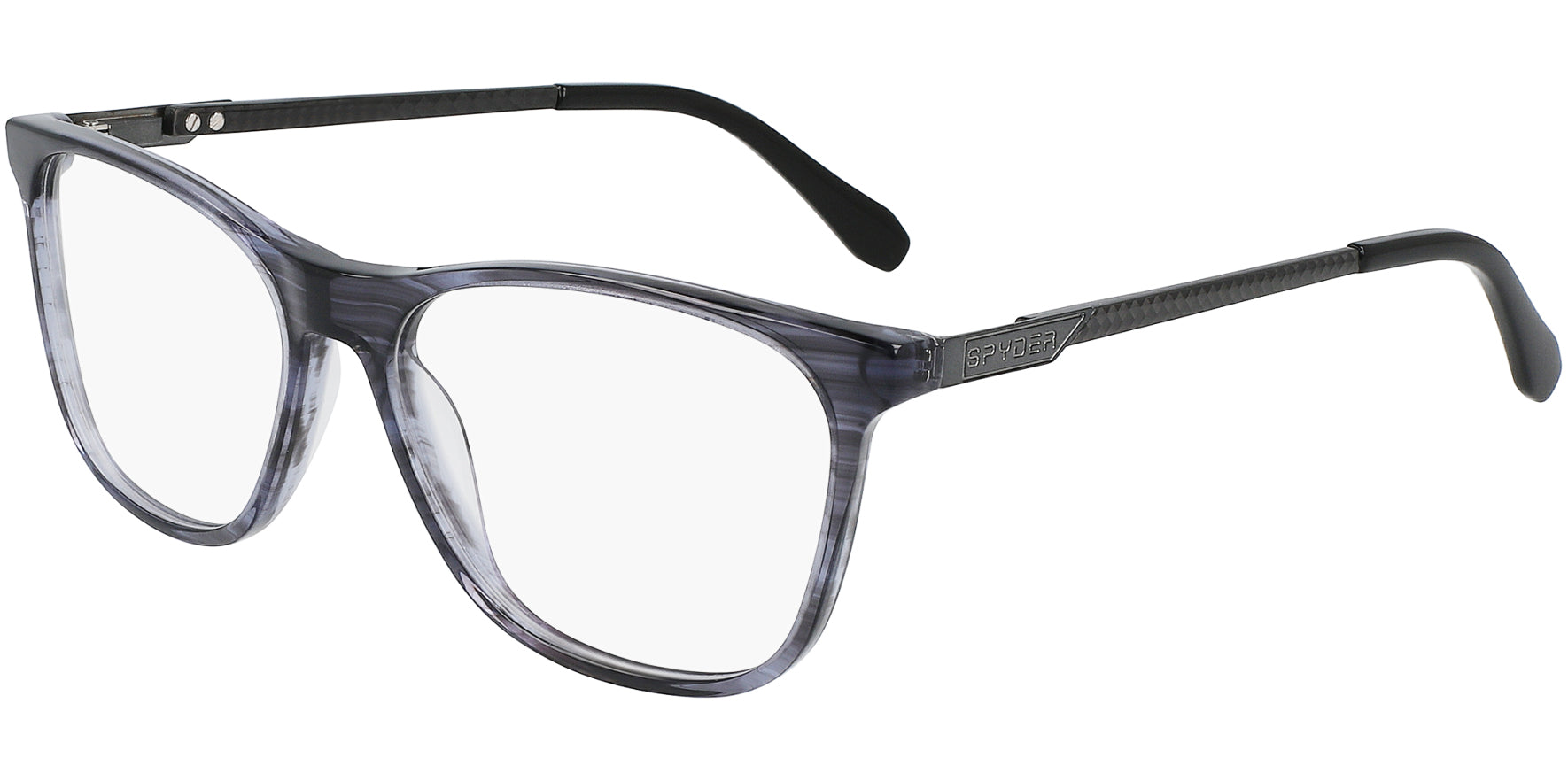 Spyder Smoke Horn Soft Square Eyeglass Frames w/ Slim Temples