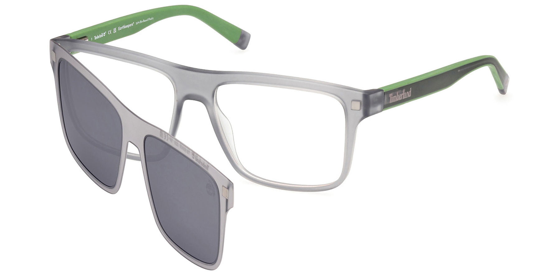 Timberland Square Eyeglass Frame w/ Polarized Clip-On