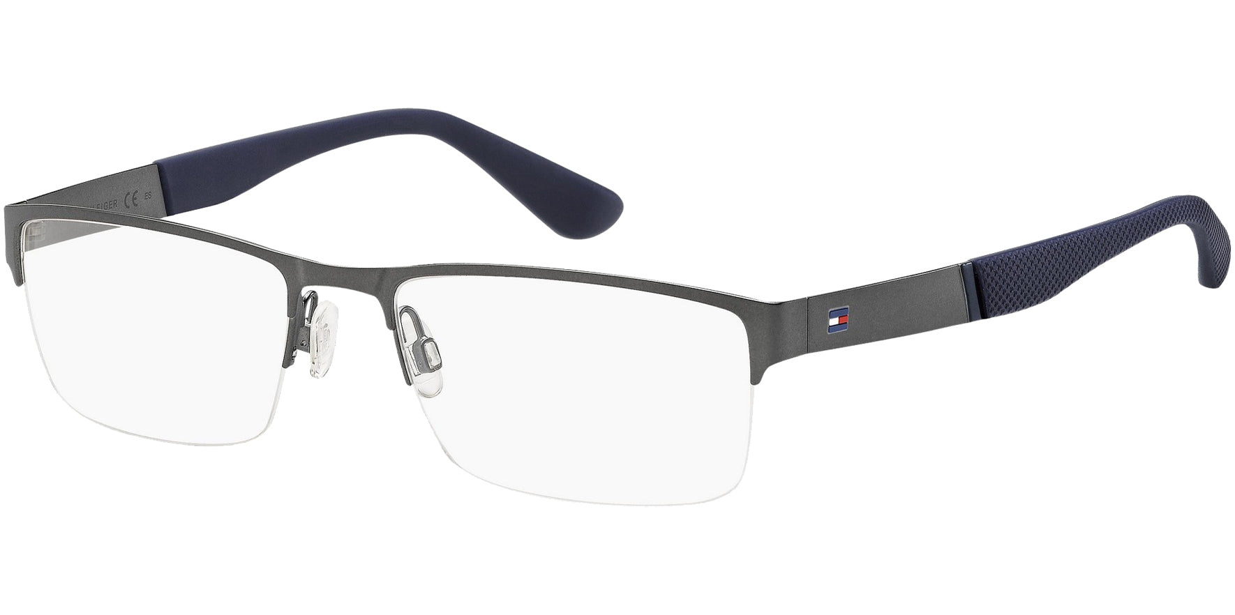 Tommy Hilfiger Stainless Steel Semi-Rimless Rectangle Eyeglass Frames
