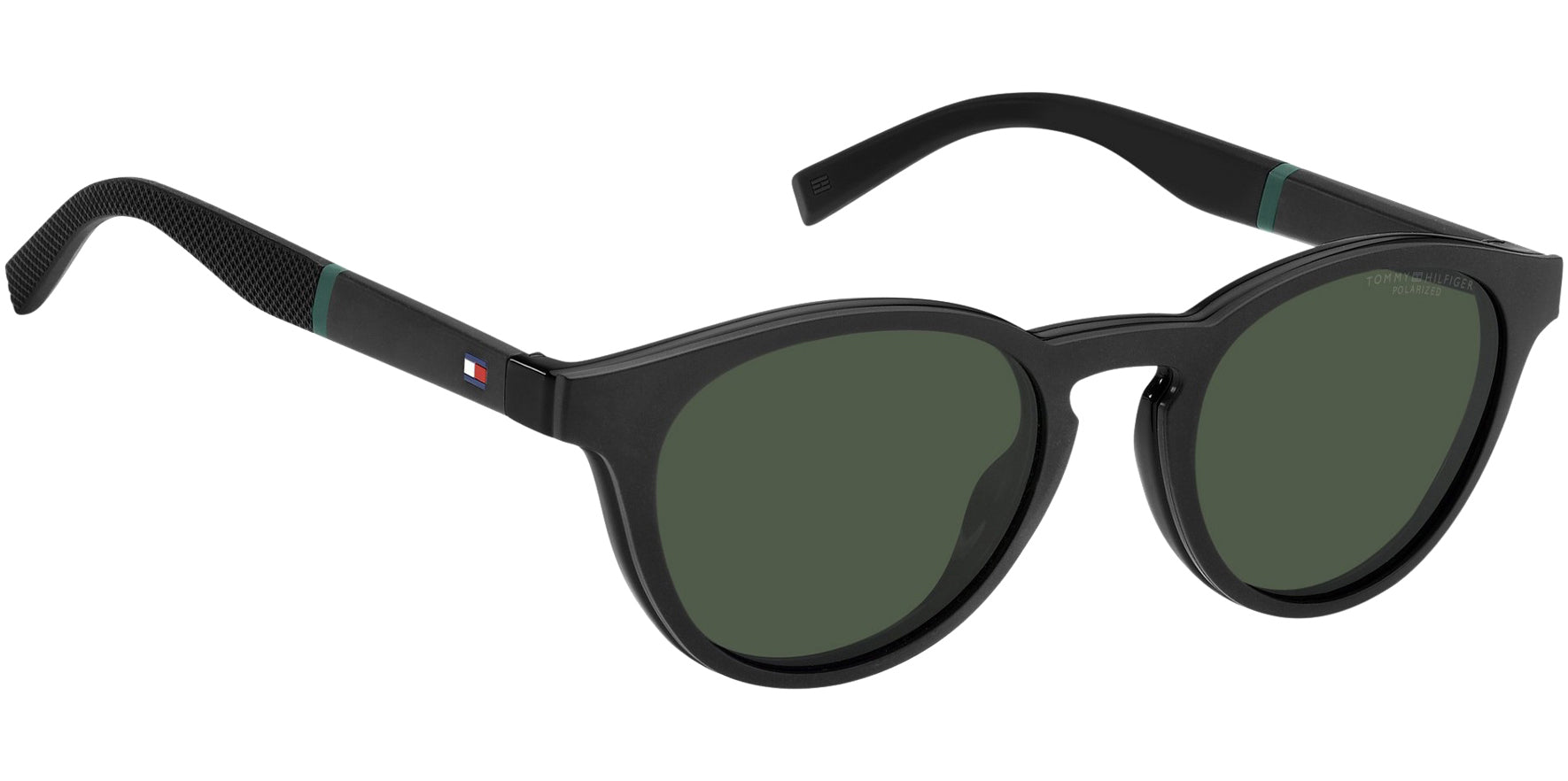 Tommy Hilfiger Black Round Eyeglasses w/ Polarized Clip-On Lens