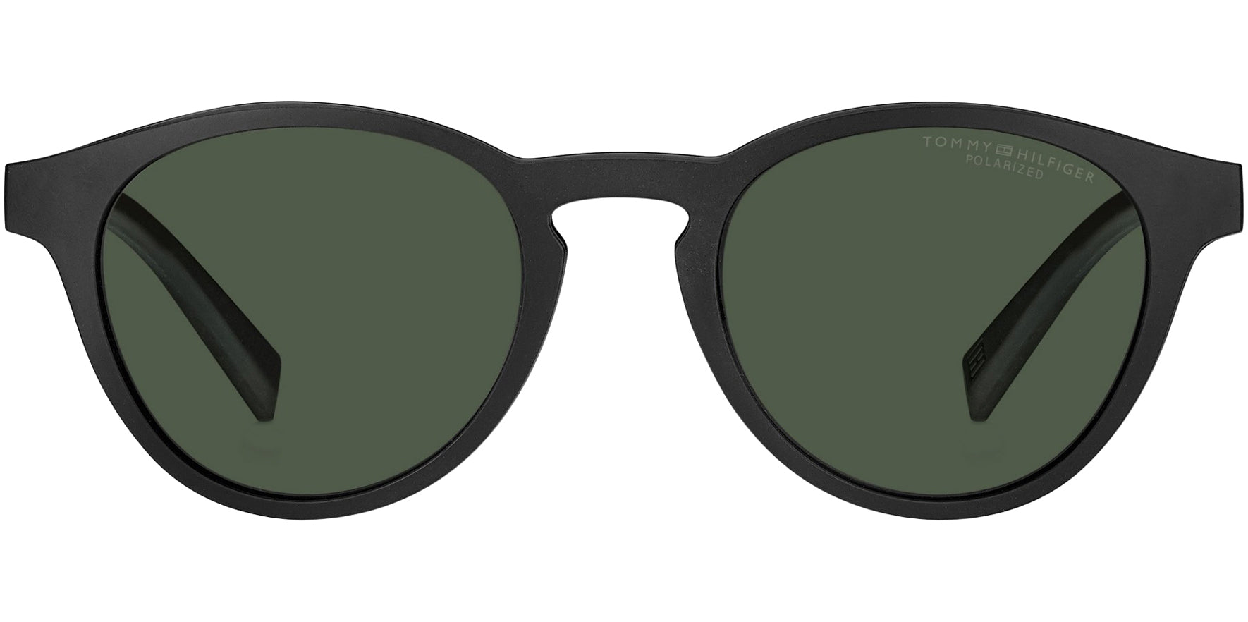 Tommy Hilfiger Black Round Eyeglasses w/ Polarized Clip-On Lens
