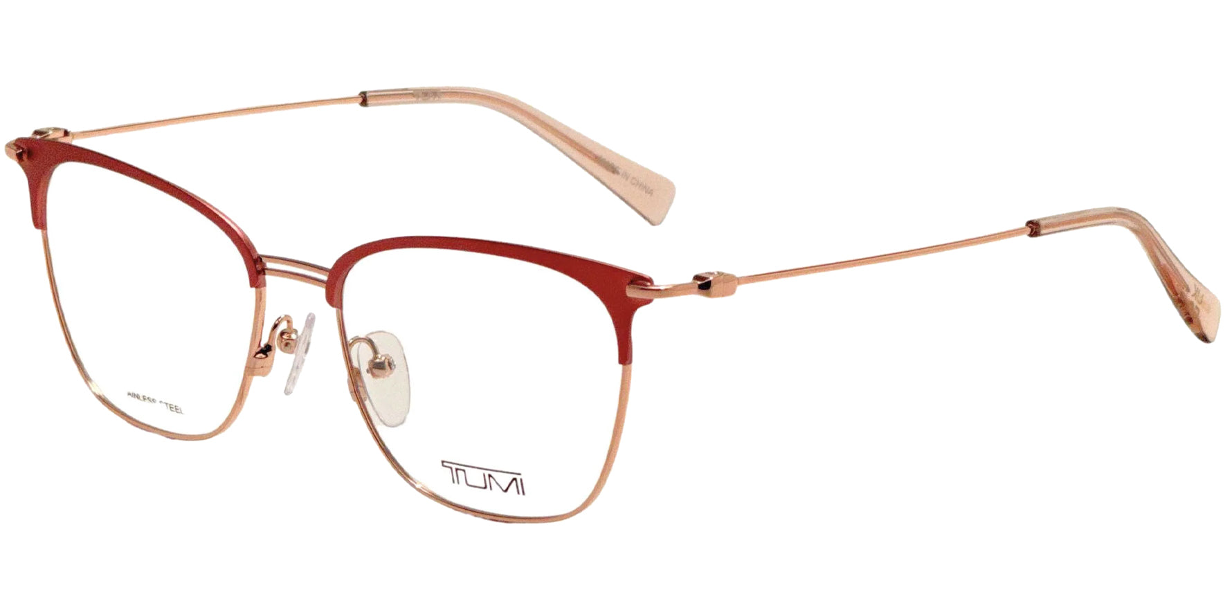 Tumi Square Browline Eyeglasses w/ Self-Adjusting Nose Pads