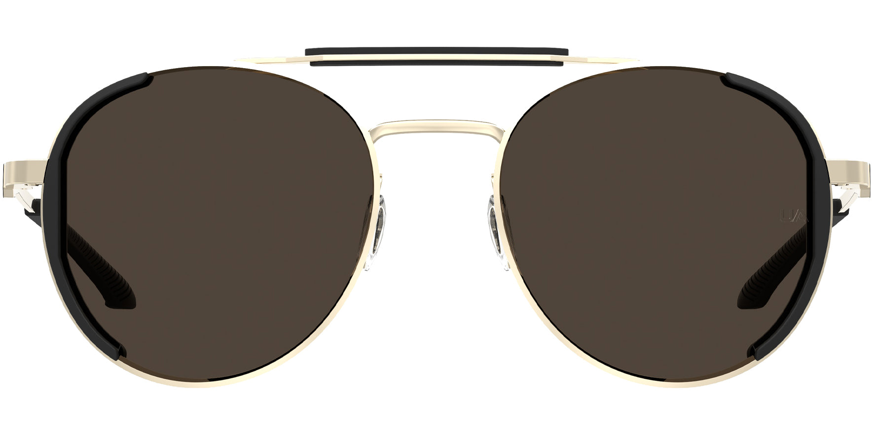 Under Armour Pursuit Tuned Light Gold-Tone Rounded Aviator w/ Side Shields - Eyedictive