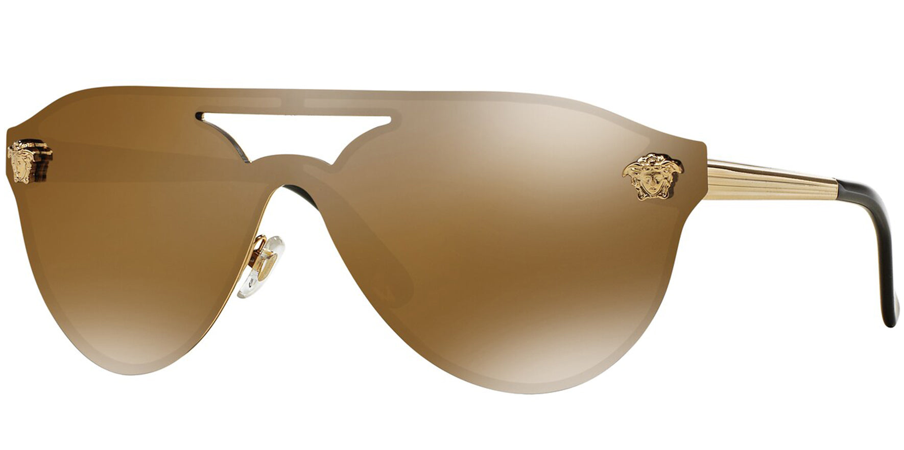 Versace Gold-Tone Lens-Over-Frame Aviator Shield - Eyedictive