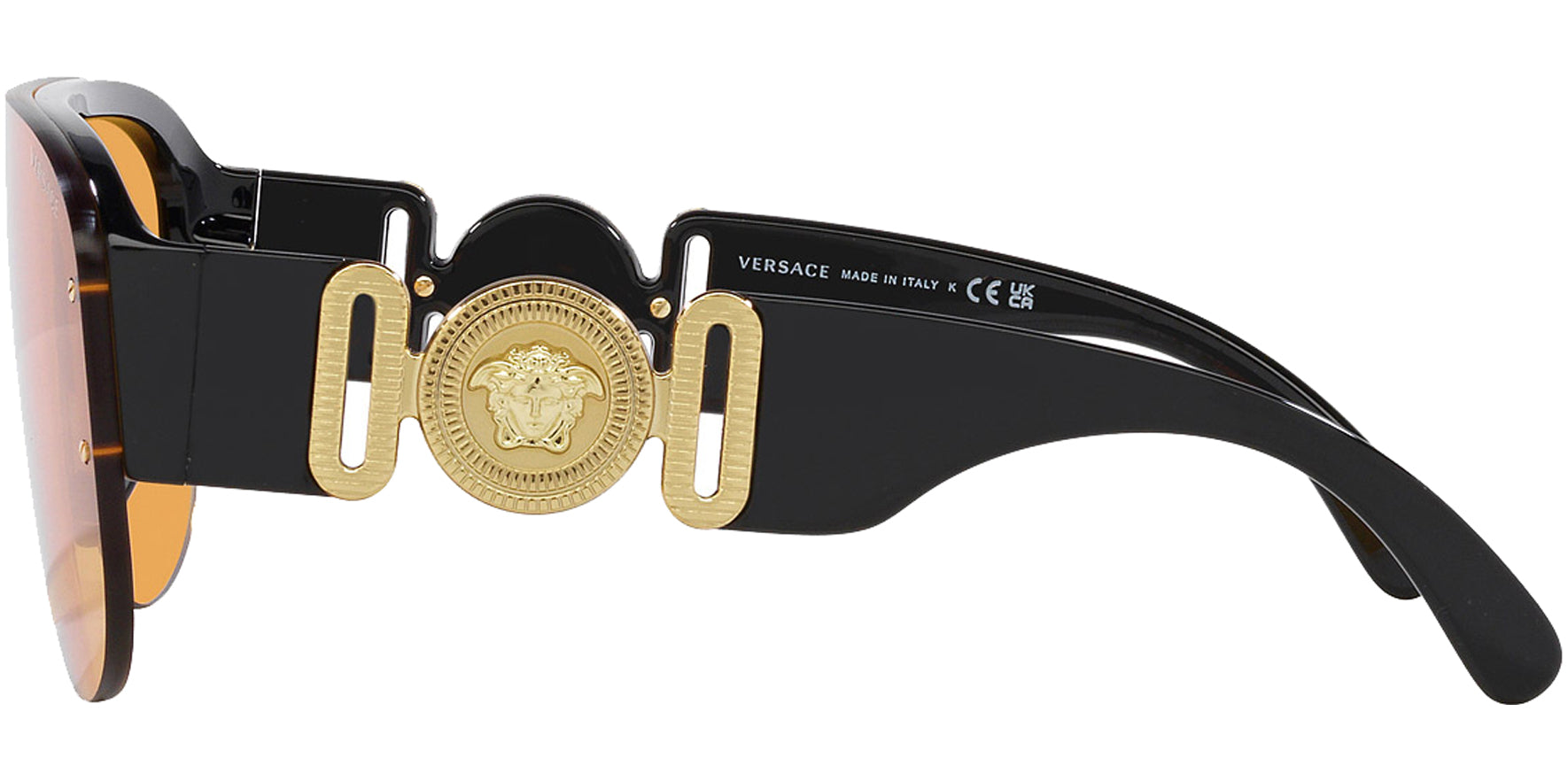 Versace Medusa Biggie Black Pilot w/ Orange Shield Lens - Eyedictive