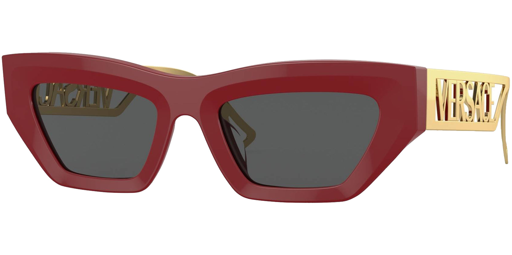 Versace Red Geometric Cat Eye w/ Brand Temples - Eyedictive