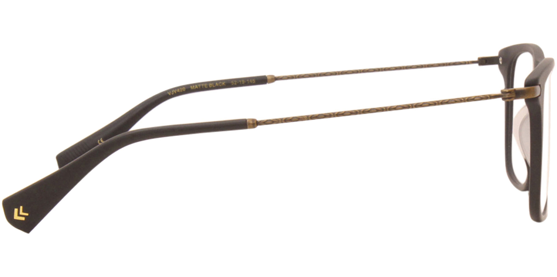 John Varvatos Black Soft Square Eyeglass Frames w/ Slim Metal Temples