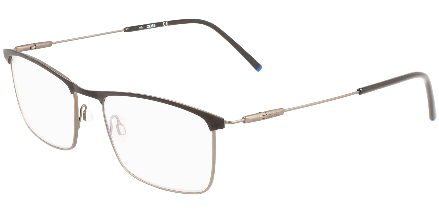 Zeiss Matte Black Titanium Browline Rectangle Eyeglass Frames w/ Slim Temples