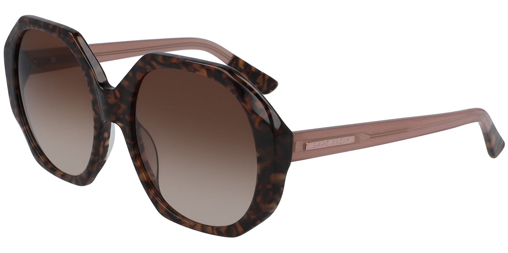 Anne Klein Mocha Tortoise Oversized Geometric w/ Gradient Lens