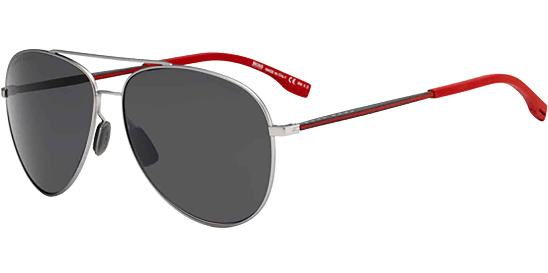 Hugo Boss Polarized Silver-Tone/Red Aviator - Eyedictive