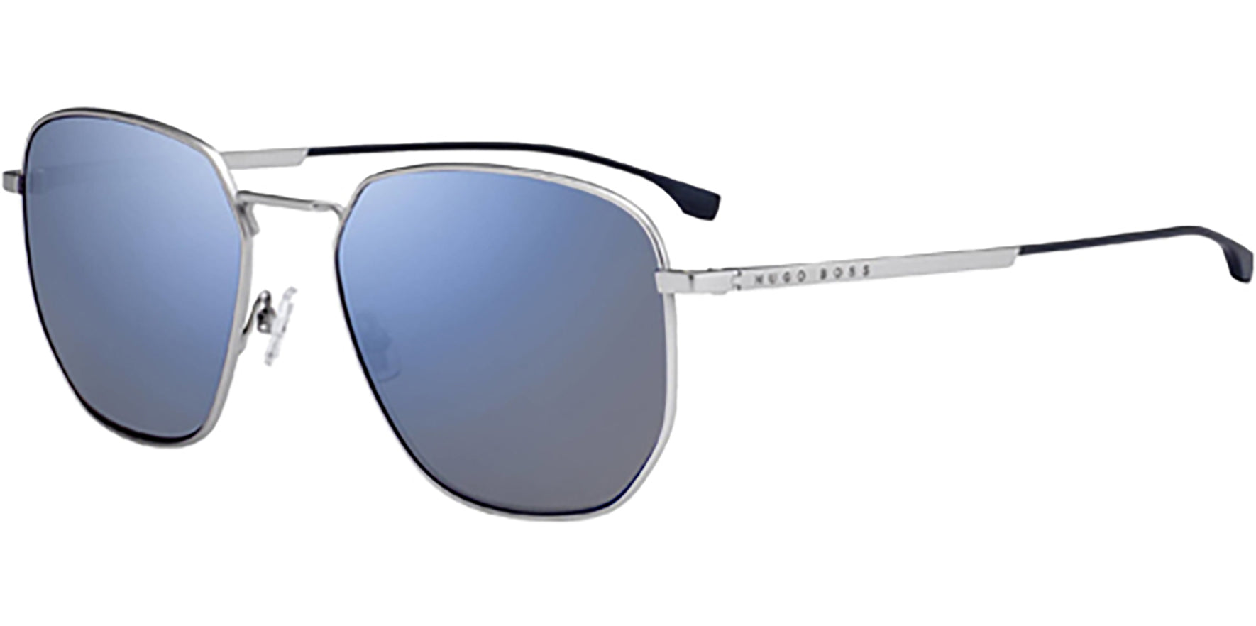 Hugo Boss Matte Grey Titanium Geometric Aviator - Eyedictive