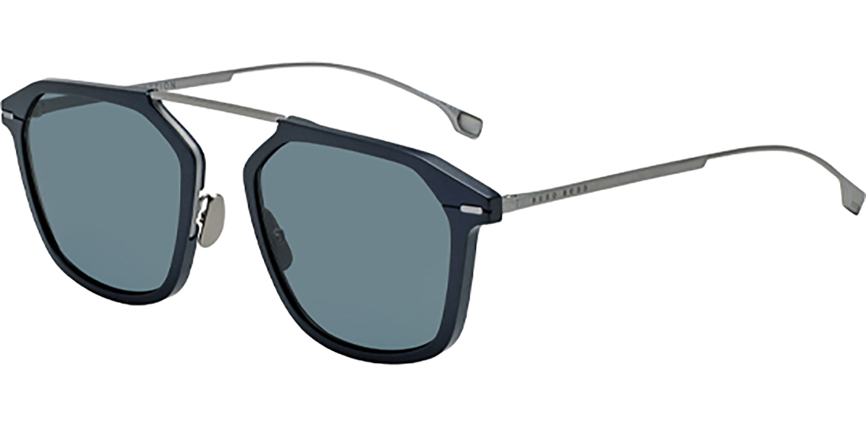 Hugo Boss HD Polarized Matte Blue Titanium & Aluminum Aviator - Eyedictive