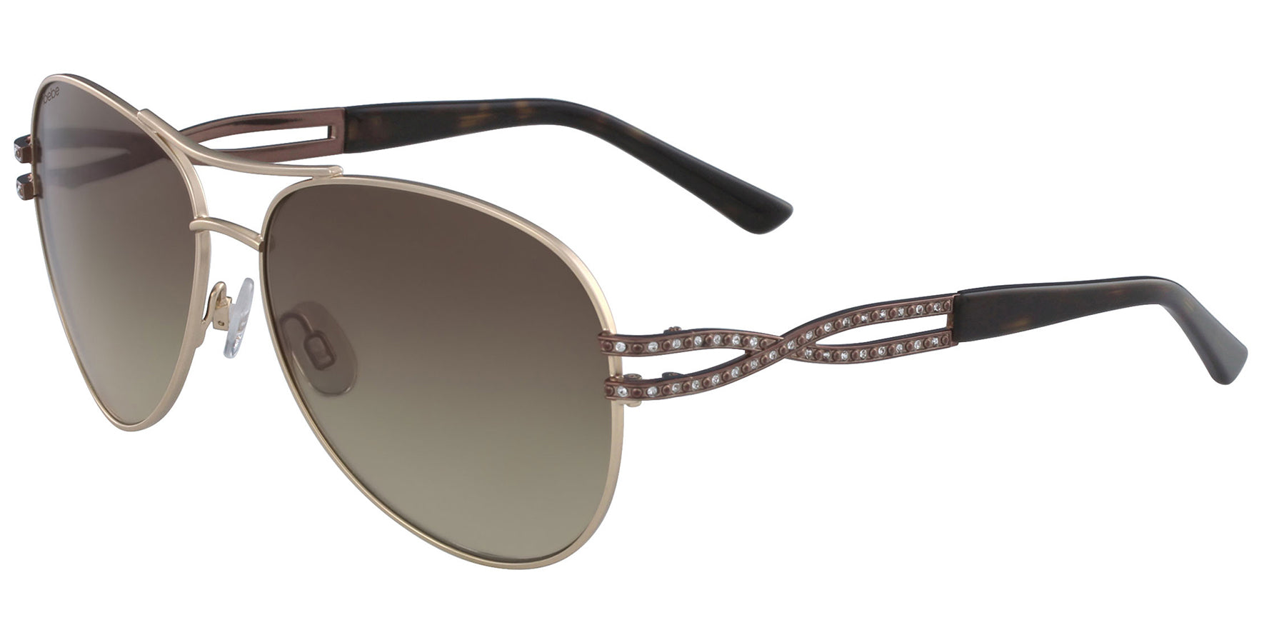 Bebe Double Bridge Aviator w/ Swarovski Crystals