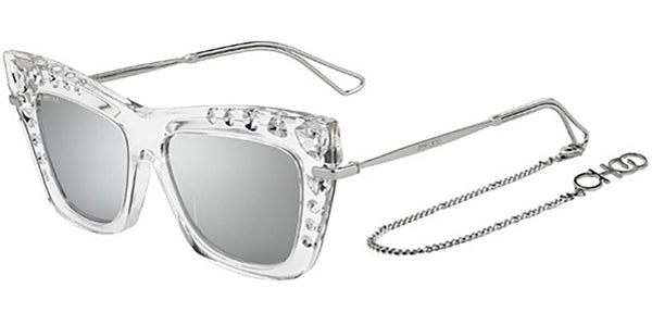 Jimmy Choo Bee/S Special Edition Clear Frame Sunglasses with Swarovski Crystals Jimmy Choo - Bee - Silver Mirror Cat Eye Sunglasses with  main image 4