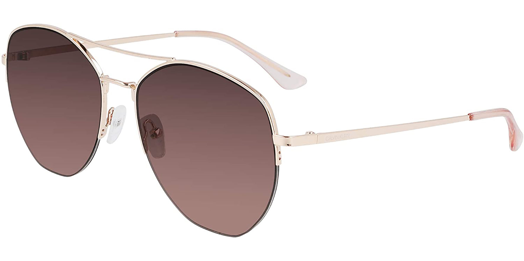 Calvin Klein Semi-Rimless Geometric Aviator w/ Gradient Lens