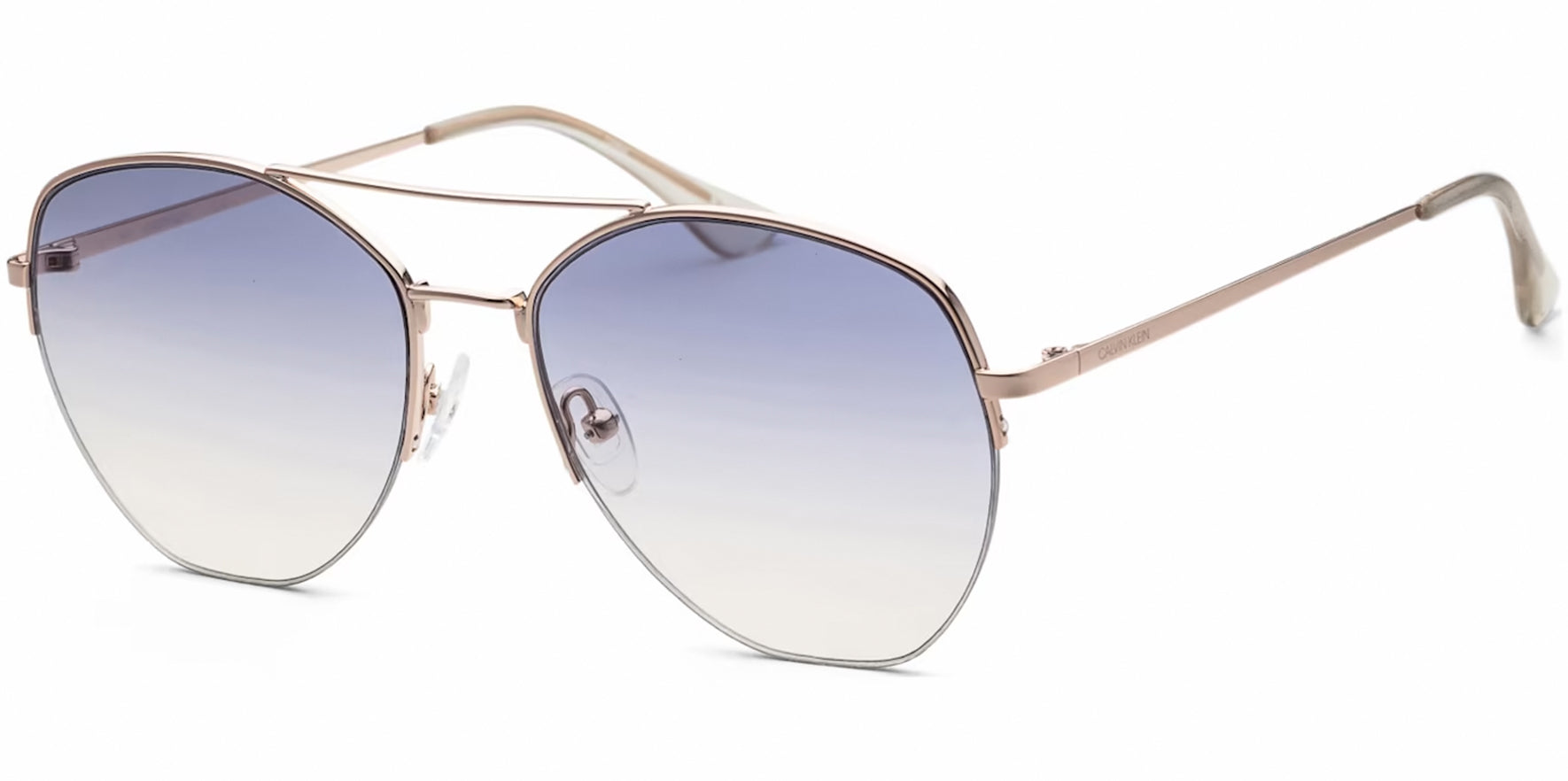 Calvin Klein Semi-Rimless Geometric Aviator w/ Gradient Lens