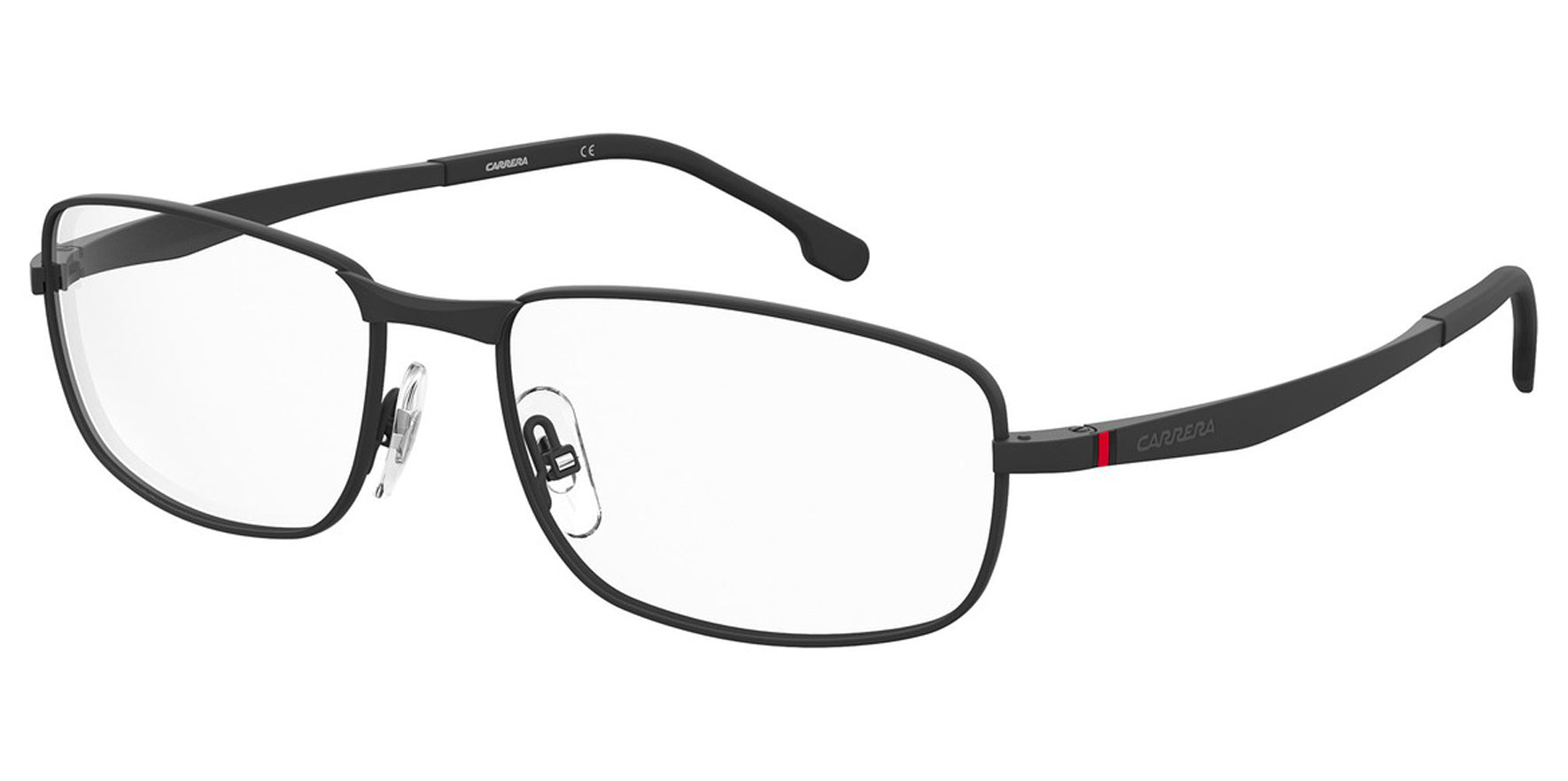 Carrera Matte Black Rectangular Eyeglass Frames w/ Memory Metal Temples