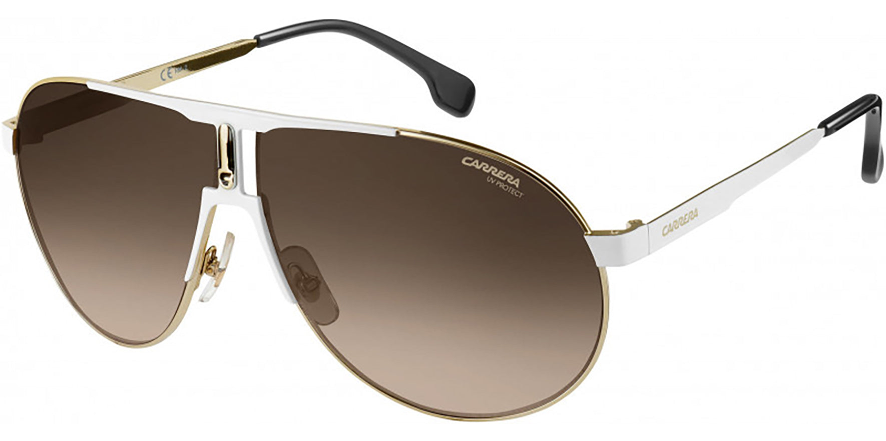 Carrera White/Gold-Tone Pilot Sunglasses w/ Gradient Lens - Eyedictive