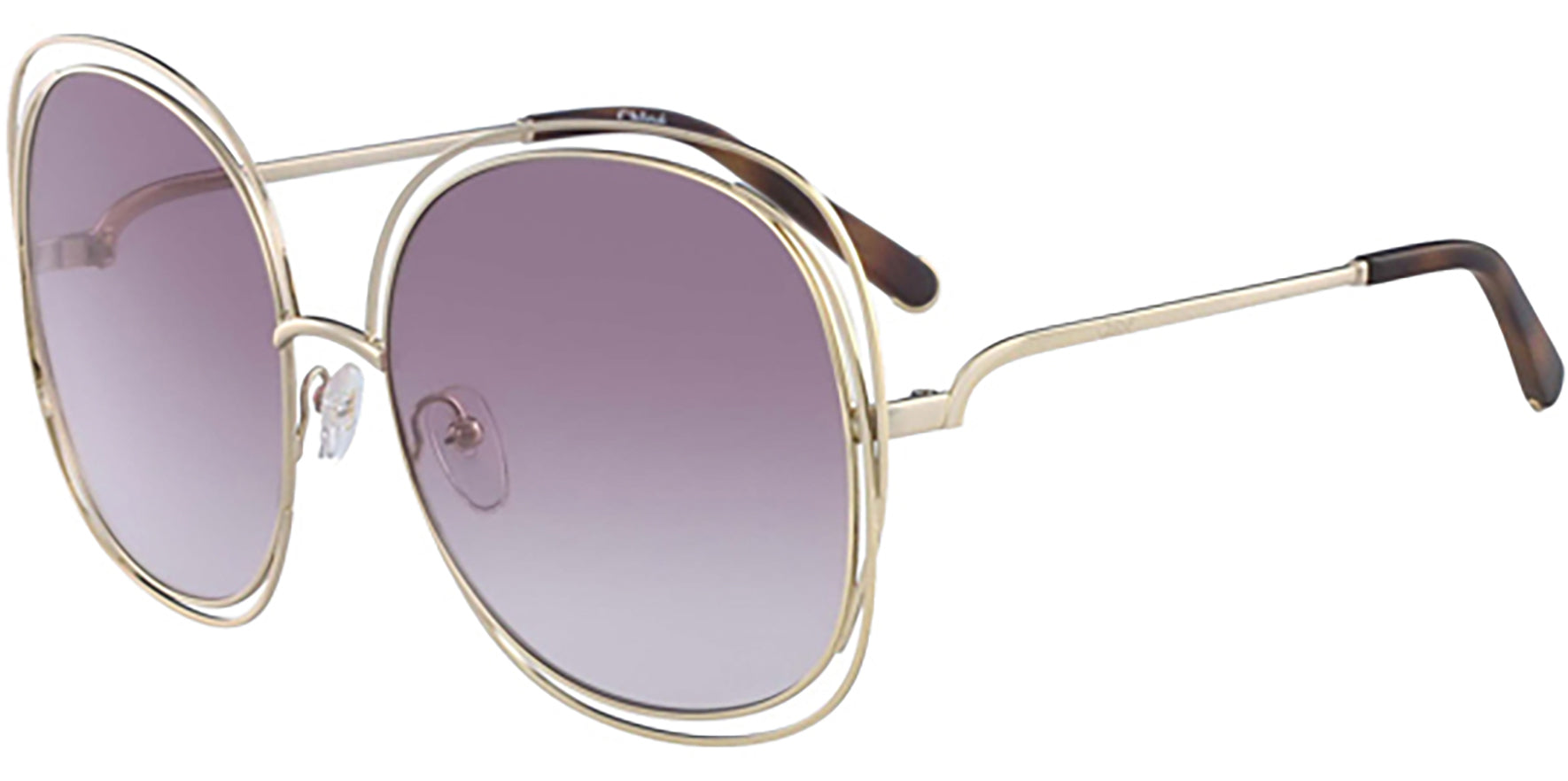 Chloe Carlina Gold-Tone Oversize Round w/Lilac Lens - Eyedictive