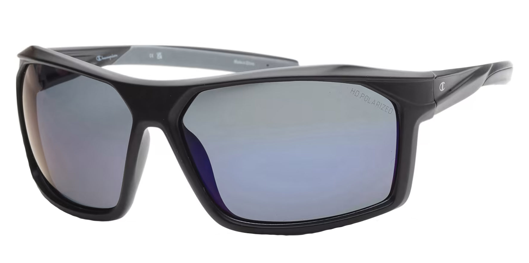 Champion Polarized Matte Black Rectangular Sports Wrap - Eyedictive