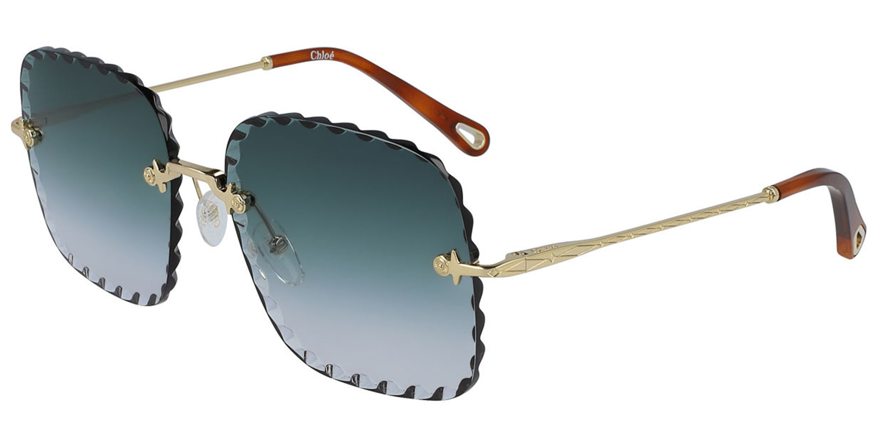 Chloe Gold-Tone Oversize Rimless Square w/ Gradient Lens - Eyedictive