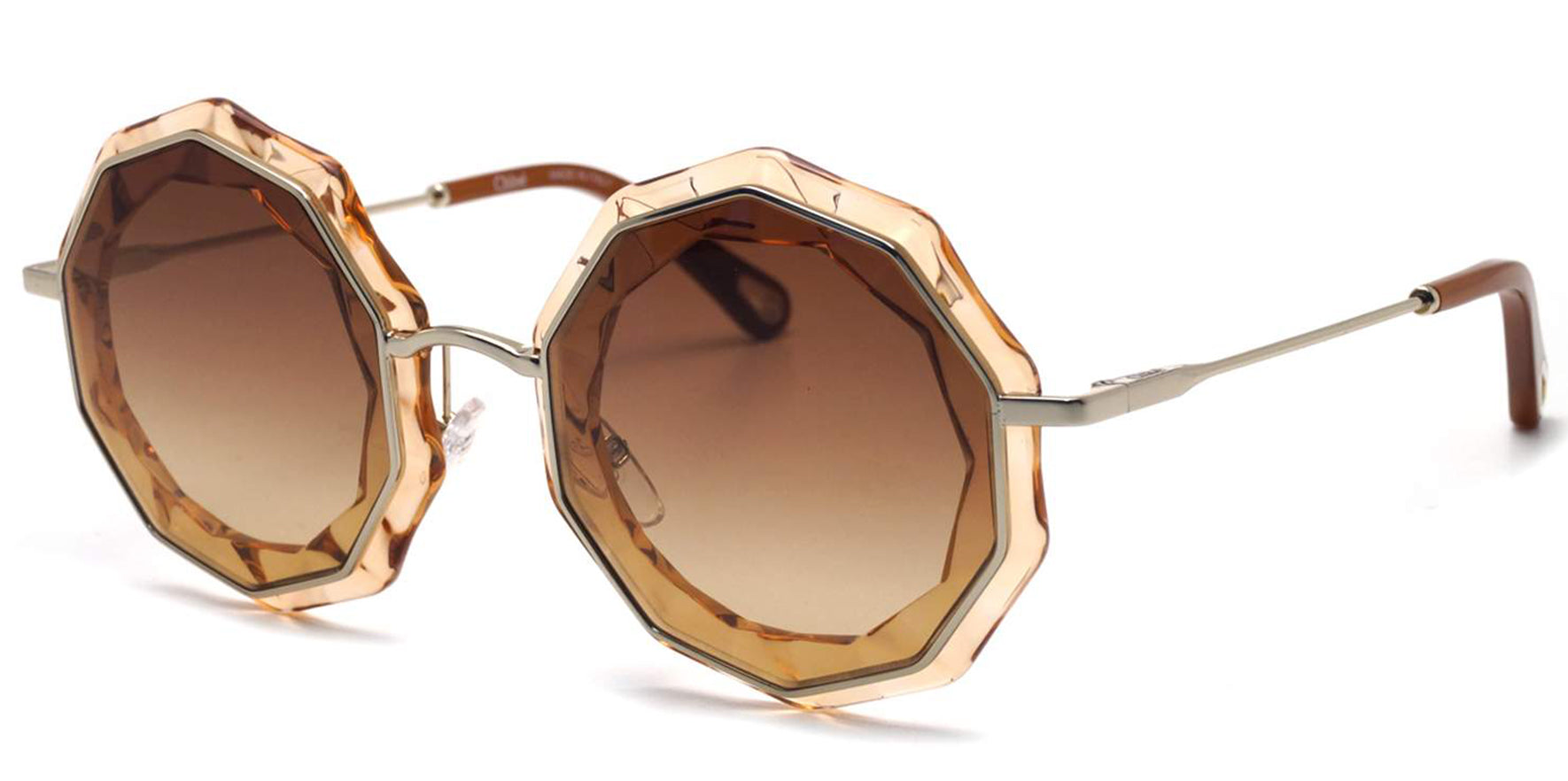 Chloe Gold-Tone/Peach Geometric Round - Eyedictive