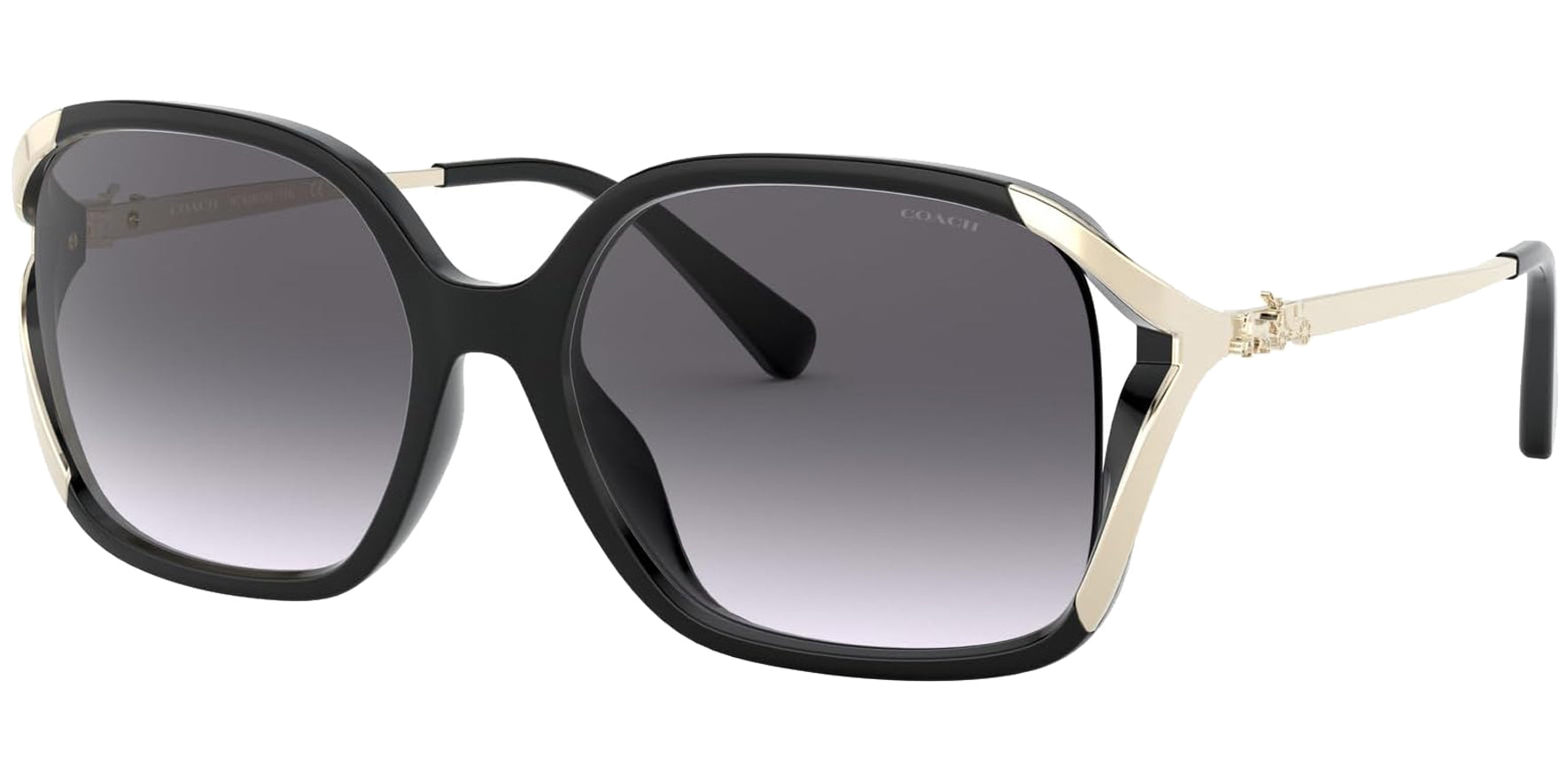 Coach Black/Gold-Tone Oversized Square w/ Gradient Lens - Eyedictive