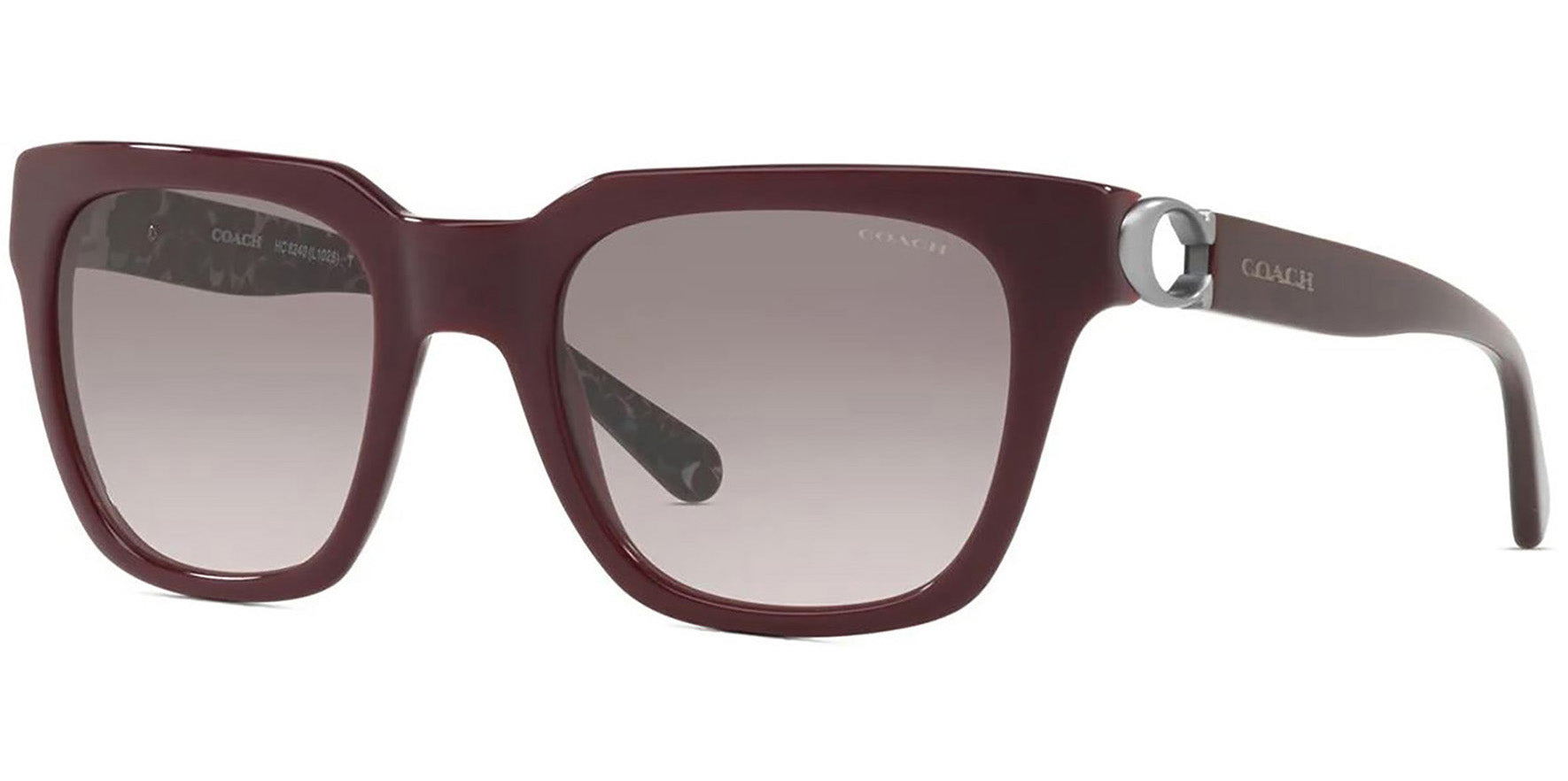 Coach Burgundy Oversize Square 'C' Hinge w/ Gradient Lens - Eyedictive