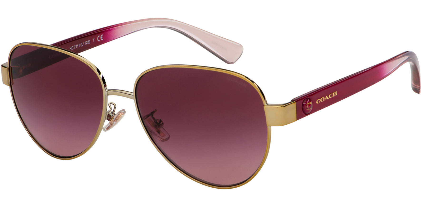 Coach Light Gold-Tone/Burgundy Aviator w/ Gradient Lens - Eyedictive