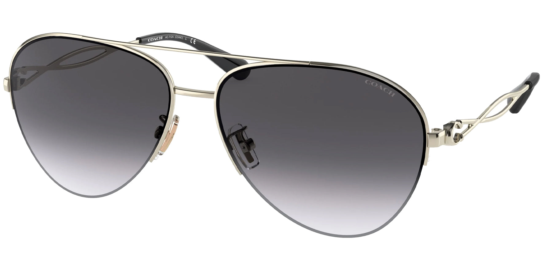 Coach Light Gold-Tone Semi-Rimless Aviator