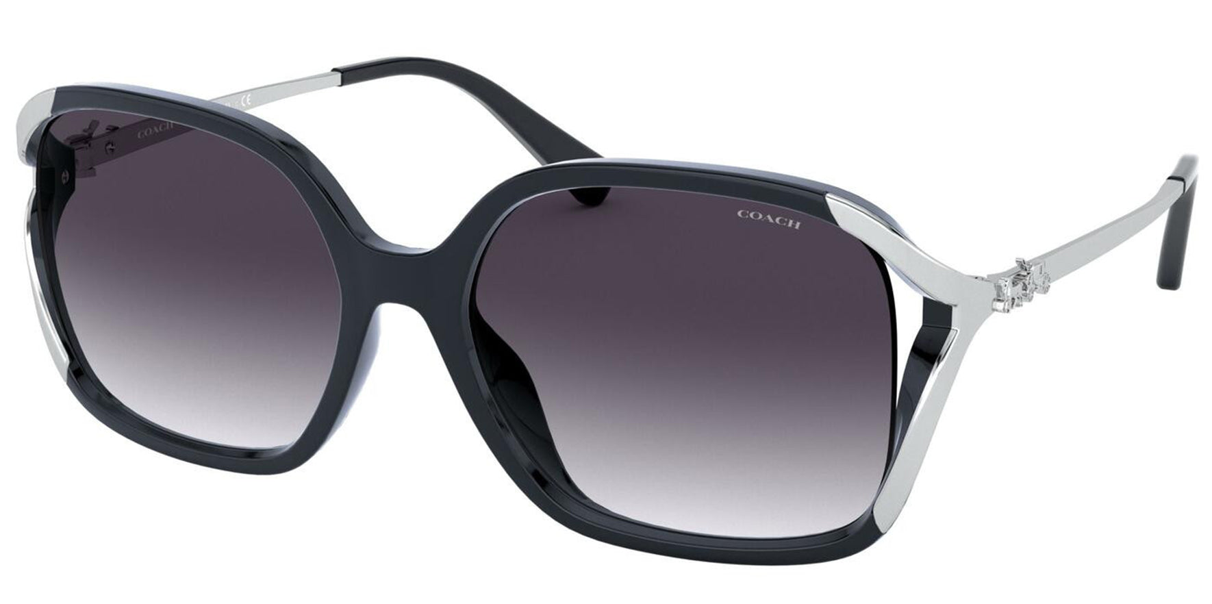 Coach Navy/Silver-Tone Oversize Square w/ Gradient Lens - Eyedictive