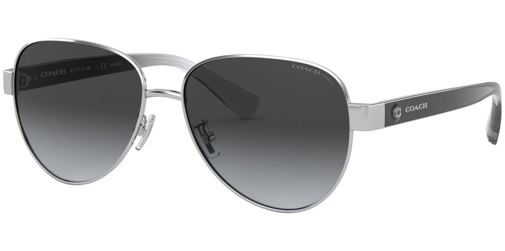 Coach Polarized Shiny Silver-Tone Aviator w/ Gradient Lens - Eyedictive