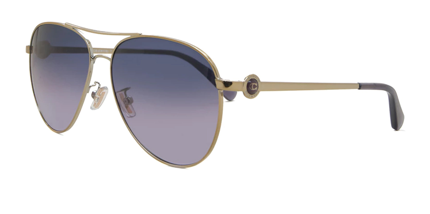 Coach Shiny Light Gold-Tone Aviator w/ Gradient Lens - Eyedictive