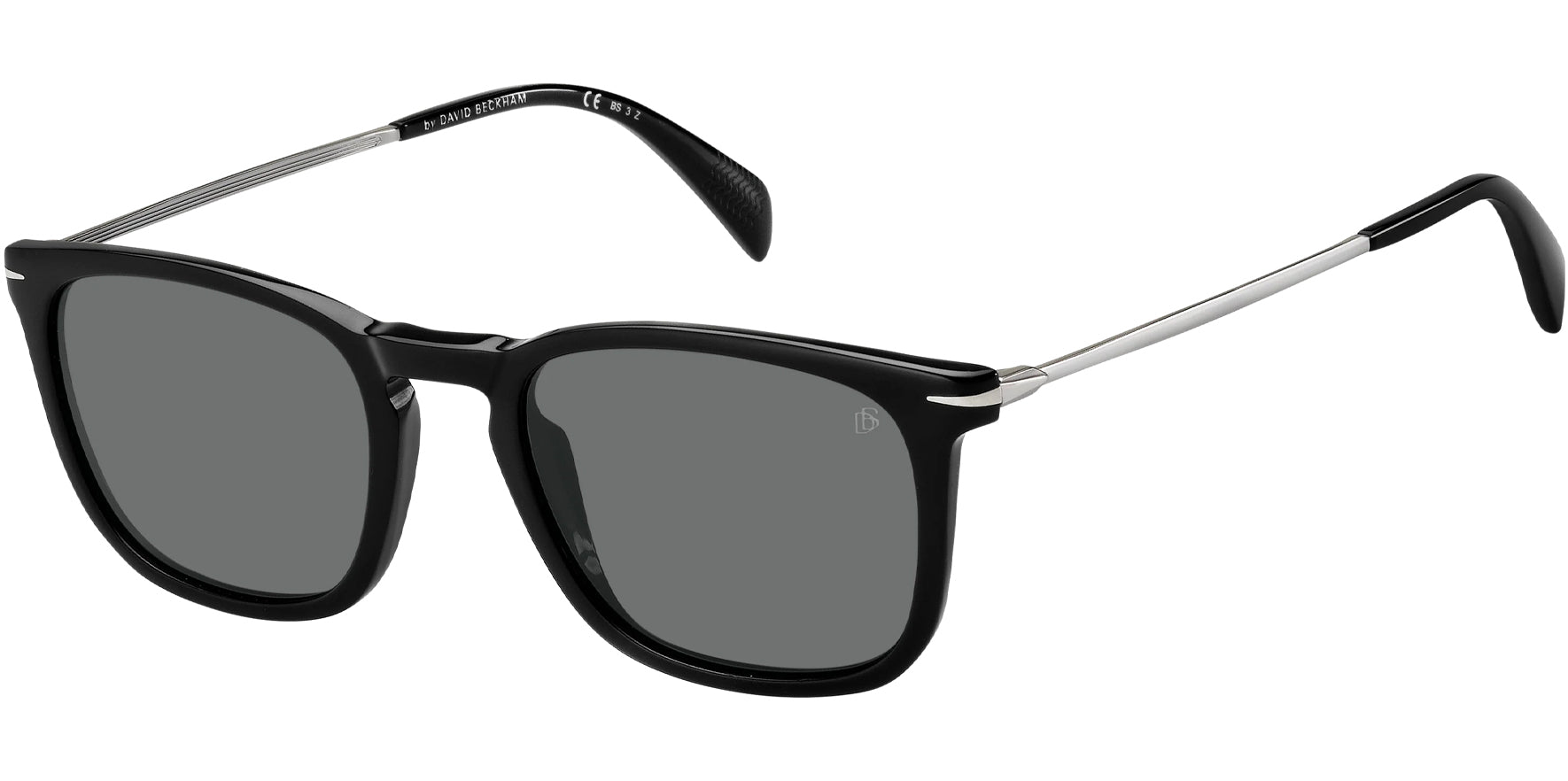 David Beckham Polarized Black Slim Temple Soft Square - Eyedictive