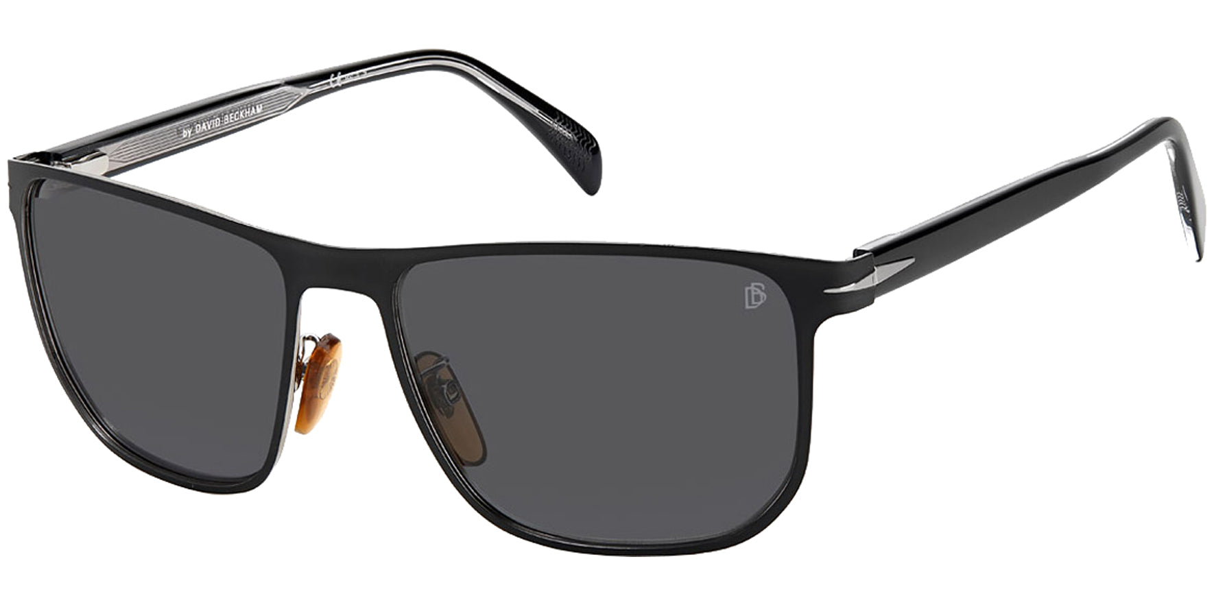 David Beckham Polarized Matte Black Slim Metal Square - Eyedictive