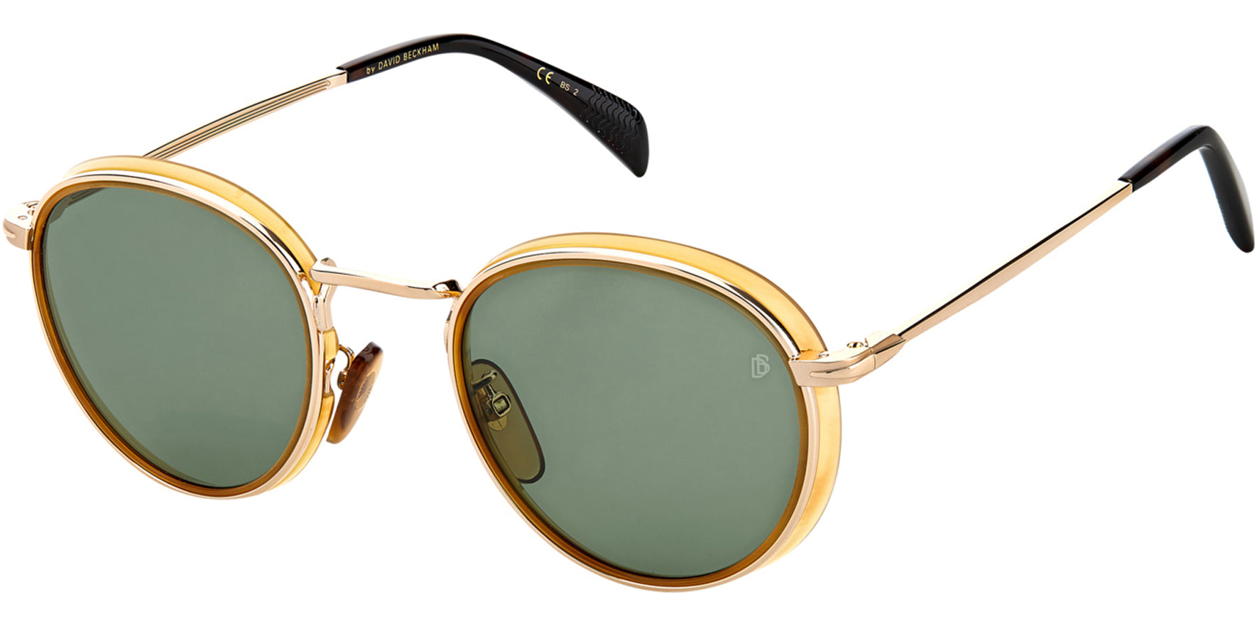 David Beckham Yellow Horn/Gold-Tone Round - Eyedictive