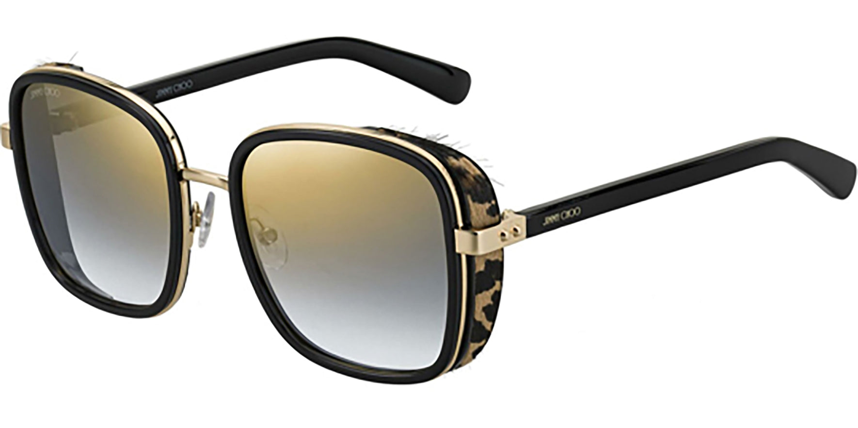 Jimmy Choo Elva Mirrored Square w/ Animal Print Side Shields - Eyedictive