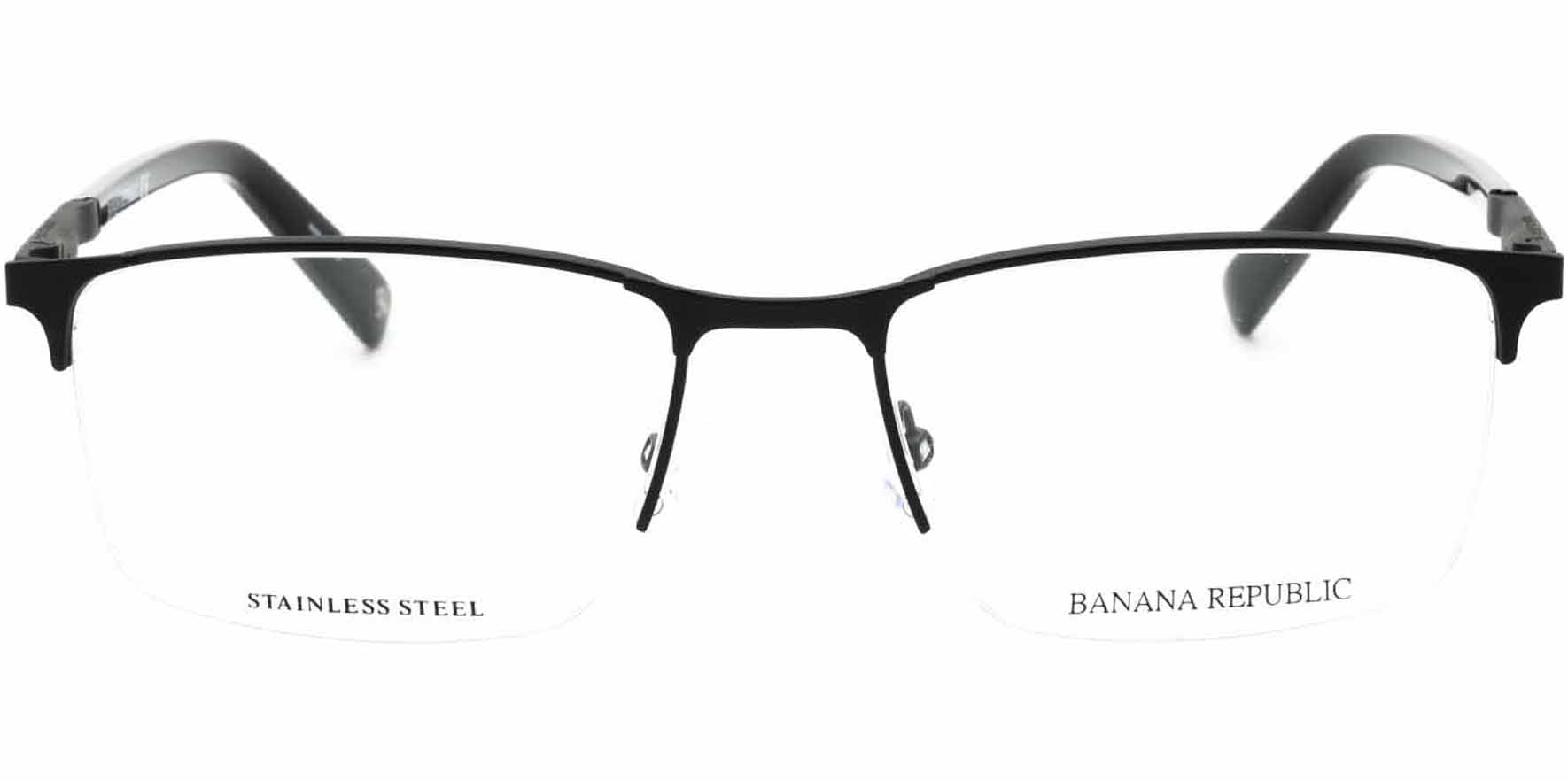 Banana Republic Matte Black Semi-Rimless Rectangle Eyeglasses
