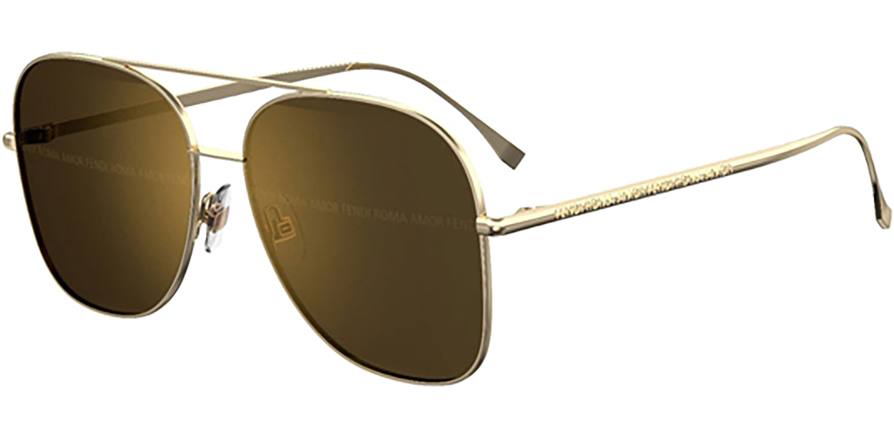 Fendi Gold-Tone Aviator w/ Fendi Roma Amor Decor Lens - Eyedictive