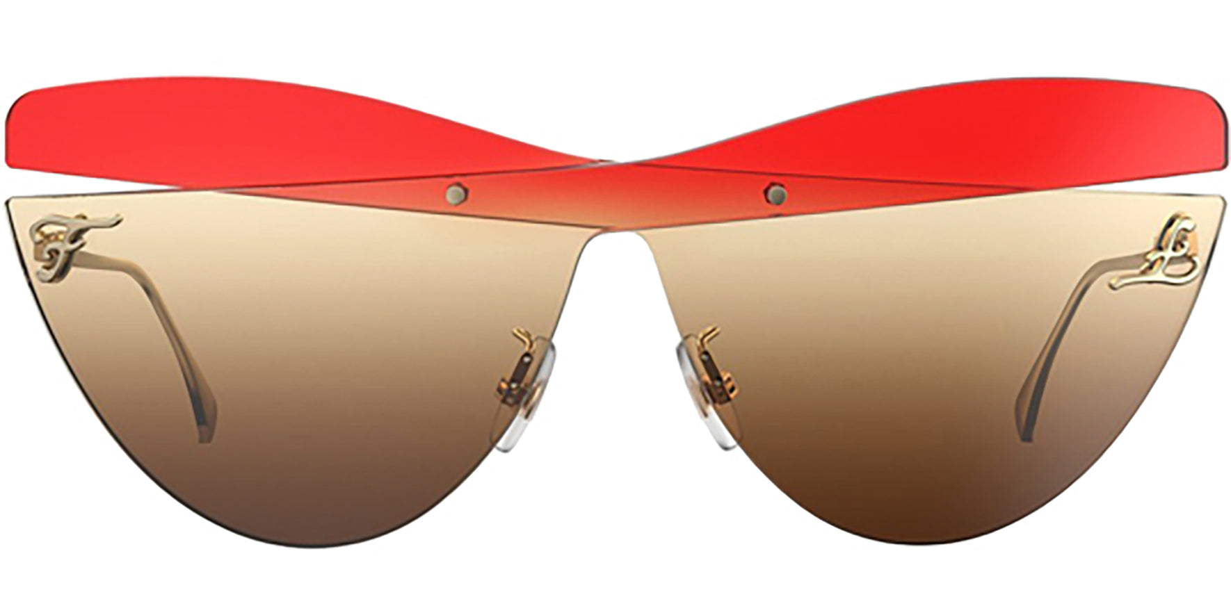 Fendi Red/Brown Rimless Cat Eye Shield - Eyedictive