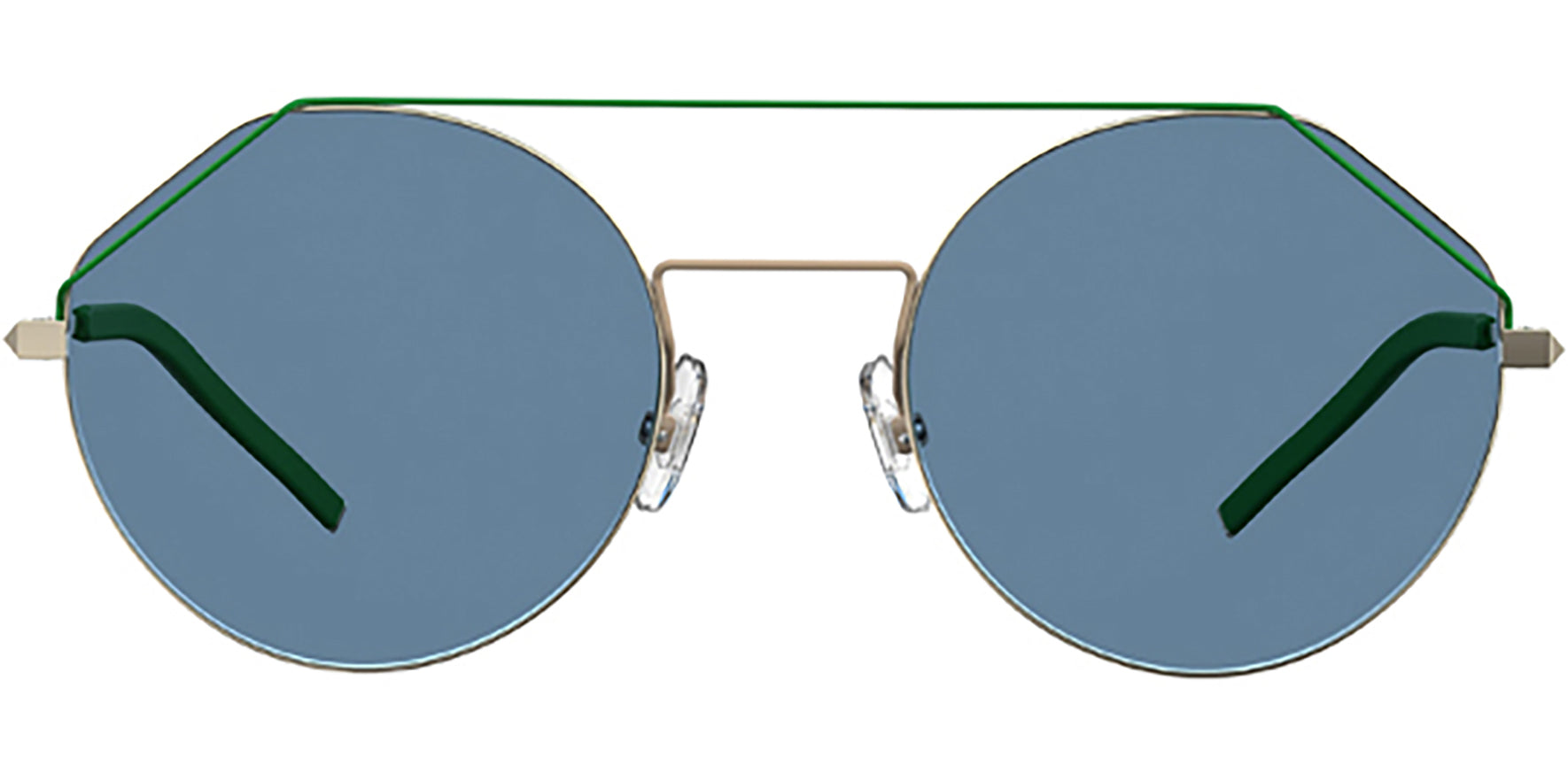 Fendi Gold Tone Stainless Steel Round w/ Blue Lens - Eyedictive