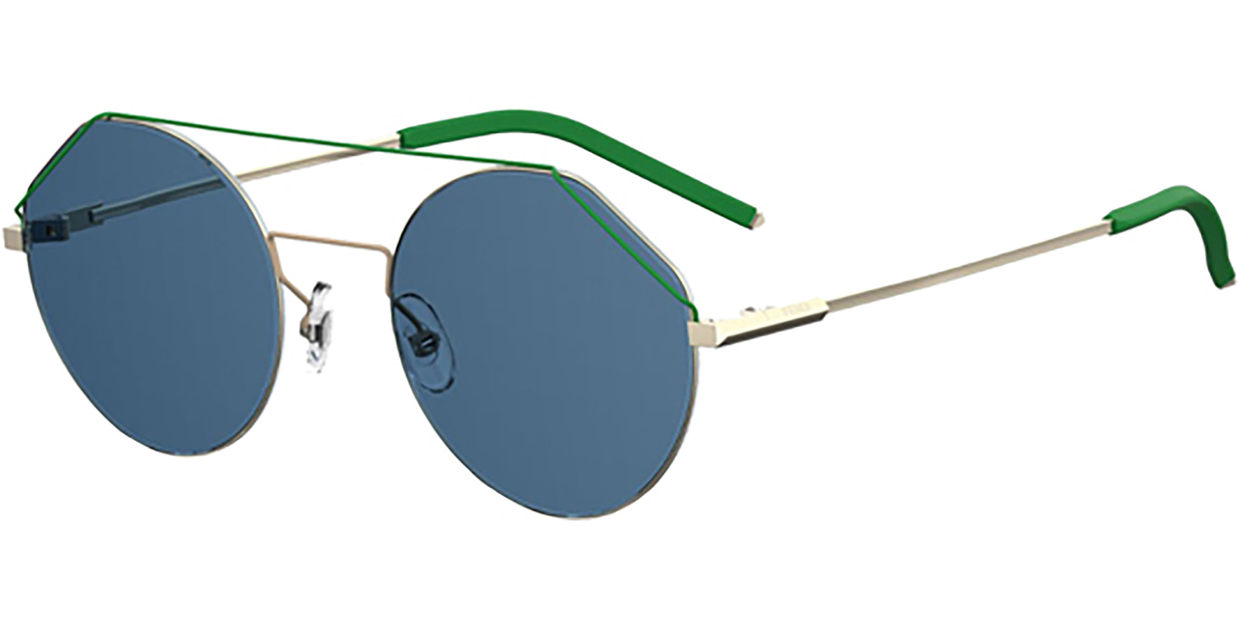 Fendi Gold Tone Stainless Steel Round w/ Blue Lens - Eyedictive